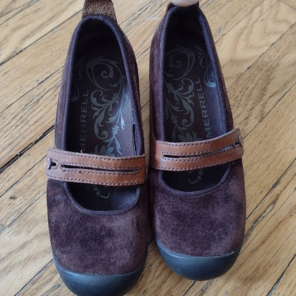 Merrell Suede & Leather Brown Mary Janes